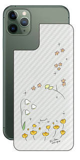 iPhone 11 Pro Max用 【コラボ プリント Design by すいかねこ 009 】 カーボン調 背面 保護 フィルム 日本製