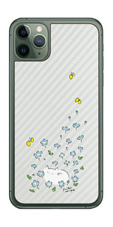 iPhone 11 Pro Max用 【コラボ プリント Design by すいかねこ 010 】 カーボン調 背面 保護 フィルム 日本製