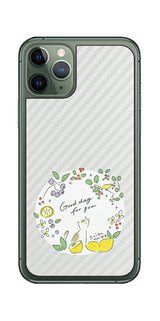 iPhone 11 Pro用 【コラボ プリント Design by すいかねこ 002 】 カーボン調 背面 保護 フィルム 日本製