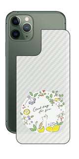 iPhone 11 Pro用 【コラボ プリント Design by すいかねこ 002 】 カーボン調 背面 保護 フィルム 日本製