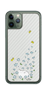 iPhone 11 Pro用 【コラボ プリント Design by すいかねこ 010 】 カーボン調 背面 保護 フィルム 日本製