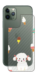 iPhone 11 Pro用 【コラボ プリント Design by よこお さとみ 002】 カーボン調 背面 保護 フィルム 日本製