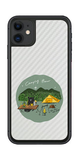 iPhone 11用 【コラボ プリント Design by すいかねこ 005 】 カーボン調 背面 保護 フィルム 日本製