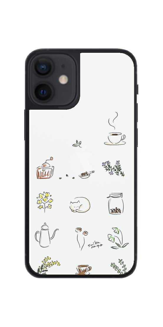 iPhone 12 mini用 【コラボ プリント Design by すいかねこ 001 】 背面 保護 フィルム 日本製