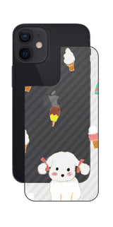 iPhone 12 mini用 【コラボ プリント Design by よこお さとみ 002】 カーボン調 背面 保護 フィルム 日本製