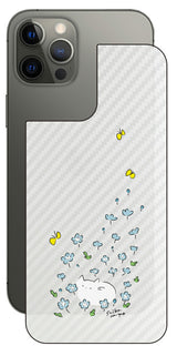 iPhone 12 Pro Max用 【コラボ プリント Design by すいかねこ 010 】 カーボン調 背面 保護 フィルム 日本製