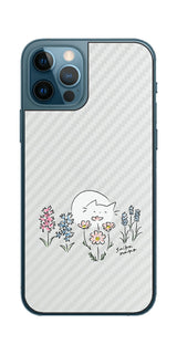 iPhone 12 Pro / iPhone 12用 【コラボ プリント Design by すいかねこ 003 】 カーボン調 背面 保護 フィルム 日本製