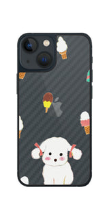 iPhone 13 mini用 【コラボ プリント Design by よこお さとみ 002】 カーボン調 背面 保護 フィルム 日本製