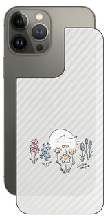 iPhone 13 Pro Max用 【コラボ プリント Design by すいかねこ 003 】 カーボン調 背面 保護 フィルム 日本製