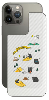 iPhone 13 Pro Max用 【コラボ プリント Design by すいかねこ 004 】 カーボン調 背面 保護 フィルム 日本製