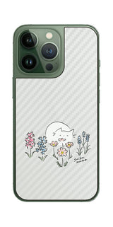 iPhone 13 Pro / iPhone 13用 【コラボ プリント Design by すいかねこ 003 】 カーボン調 背面 保護 フィルム 日本製