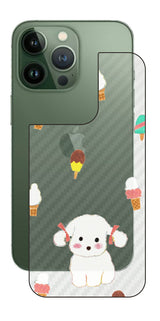 iPhone 13 Pro / iPhone 13用 【コラボ プリント Design by よこお さとみ 002】 カーボン調 背面 保護 フィルム 日本製