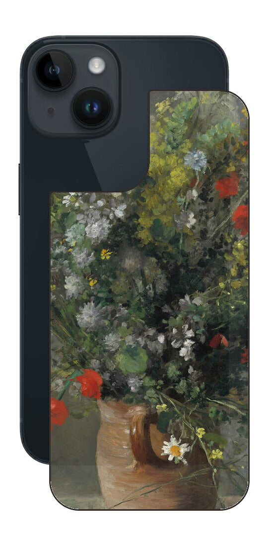 iPhone 14用 背面 保護 フィルム 名画 プリント ルノワール 花瓶の花（ ピエール＝オーギュスト・ルノワール Pierre-Auguste Renoir ）