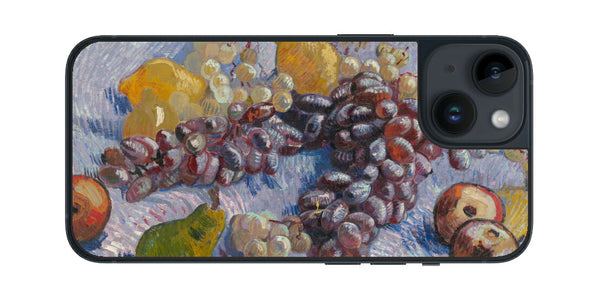 iPhone 14用 背面 保護 フィルム 名画 プリント ゴッホ ぶどう、レモン、梨、りんご（ フィンセント ファン ゴッホ Vincent Willem van Gogh ）