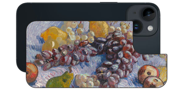 iPhone 14用 背面 保護 フィルム 名画 プリント ゴッホ ぶどう、レモン、梨、りんご（ フィンセント ファン ゴッホ Vincent Willem van Gogh ）