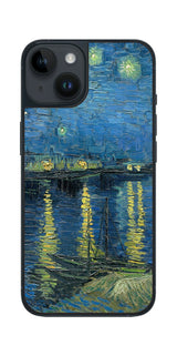 iPhone 14用 背面 保護 フィルム 名画 プリント ゴッホ ローヌの星月夜( フィンセント ファン ゴッホ Vincent Willem van Gogh )
