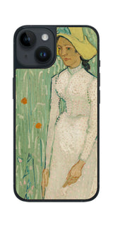 iPhone 14用 背面 保護 フィルム 名画 プリント ゴッホ 白衣の少女( フィンセント ファン ゴッホ Vincent Willem van Gogh )