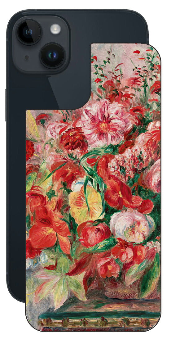 iPhone 14 plus用 背面 保護 フィルム 名画 プリント ルノワール 花々のバスケット（ ピエール＝オーギュスト・ルノワール Pierre-Auguste Renoir ）