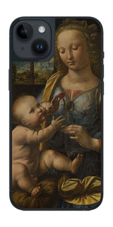 iPhone 14 plus用 背面 保護 フィルム 名画 プリント ダ・ヴィンチ カーネションの聖母( レオナルド・ダ・ヴィンチ Leonardo da Vinci )