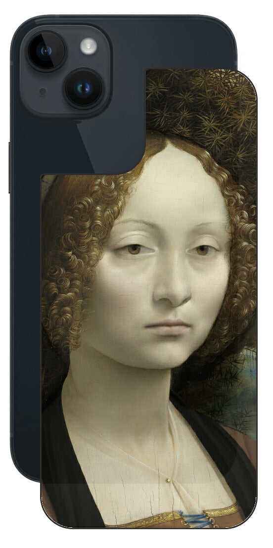 iPhone 14 plus用 背面 保護 フィルム 名画 プリント ダ・ヴィンチ ジネーヴラ・デ・ベンチの肖像（ レオナルド・ダ・ヴィンチ Leonardo da Vinci ）