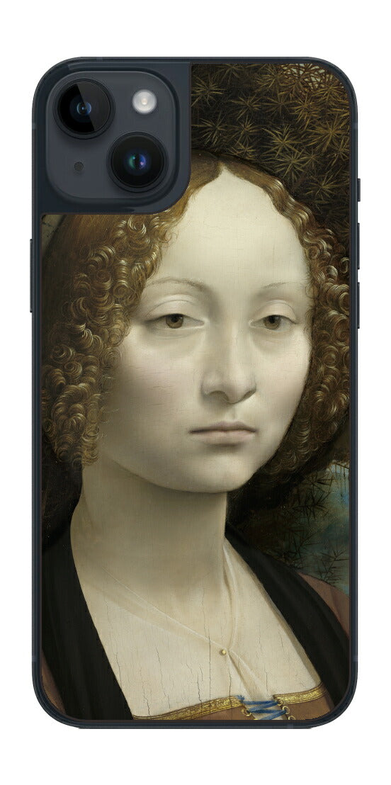 iPhone 14 plus用 背面 保護 フィルム 名画 プリント ダ・ヴィンチ ジネーヴラ・デ・ベンチの肖像（ レオナルド・ダ・ヴィンチ Leonardo da Vinci ）