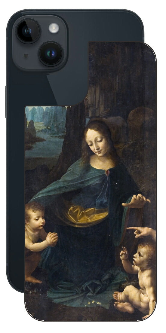 iPhone 14 plus用 背面 保護 フィルム 名画 プリント ダ・ヴィンチ 岩窟の聖母（ レオナルド・ダ・ヴィンチ Leonardo da Vinci ）