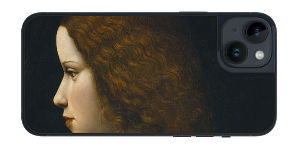 iPhone 14 plus用 背面 保護 フィルム 名画 プリント ダ・ヴィンチ 若い女性の肖像（ レオナルド・ダ・ヴィンチ Leonardo da Vinci ）