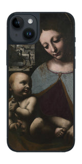 iPhone 14 plus用 背面 保護 フィルム 名画 プリント ダ・ヴィンチ 聖母子( レオナルド・ダ・ヴィンチ Leonardo da Vinci )