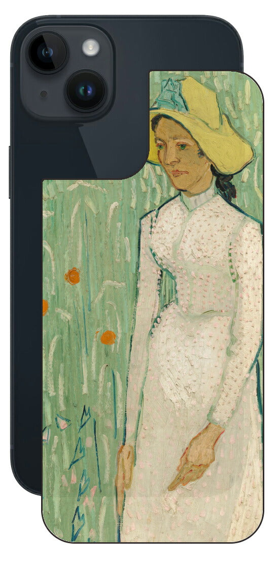 iPhone 14 plus用 背面 保護 フィルム 名画 プリント ゴッホ 白衣の少女（ フィンセント ファン ゴッホ Vincent Willem van Gogh ）