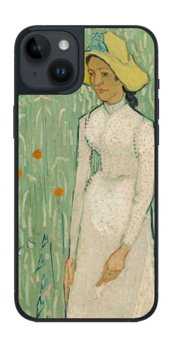 iPhone 14 plus用 背面 保護 フィルム 名画 プリント ゴッホ 白衣の少女（ フィンセント ファン ゴッホ Vincent Willem van Gogh ）