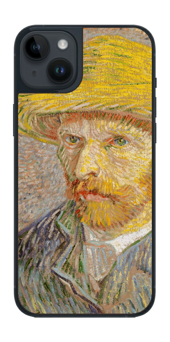 iPhone 14 plus用 背面 保護 フィルム 名画 プリント ゴッホ 麦わらの自画像（ フィンセント ファン ゴッホ Vincent Willem van Gogh ）