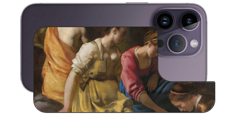 iPhone 14 pro用 背面 保護 フィルム 名画 プリント フェルメール ディアナとニンフたち （ ヨハネス・フェルメール Johannes Vermeer ）