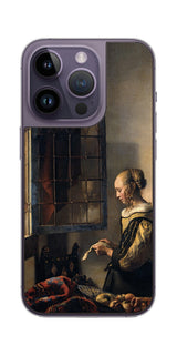 iPhone 14 pro用 背面 保護 フィルム 名画 プリント フェルメール 開いた窓辺で手紙を読む少女 ( ヨハネス・フェルメール Johannes Vermeer )