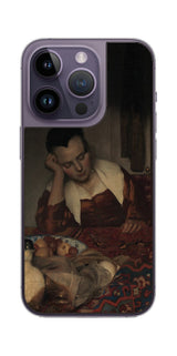 iPhone 14 pro用 背面 保護 フィルム 名画 プリント フェルメール 眠っているメイド ( ヨハネス・フェルメール Johannes Vermeer )