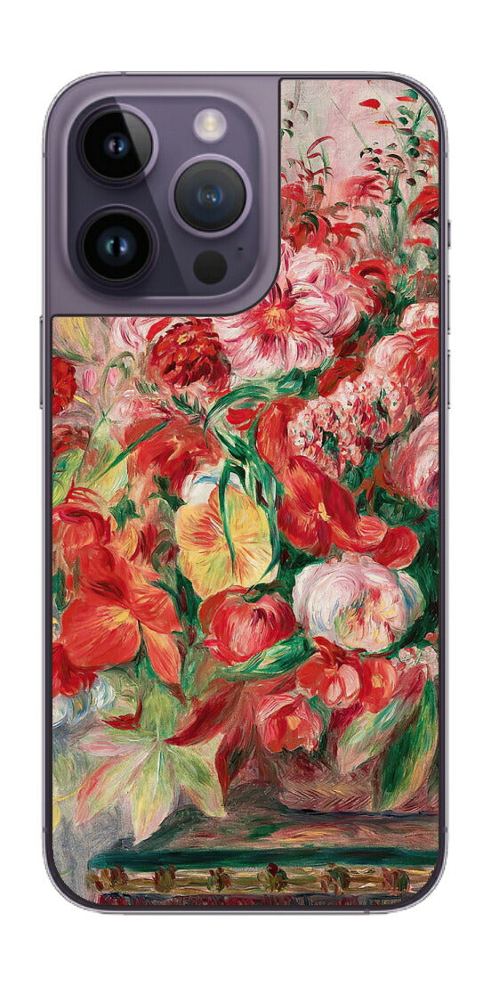 iPhone 14 pro Max用 背面 保護 フィルム 名画 プリント ルノワール 花々のバスケット（ ピエール＝オーギュスト・ルノワール Pierre-Auguste Renoir ）