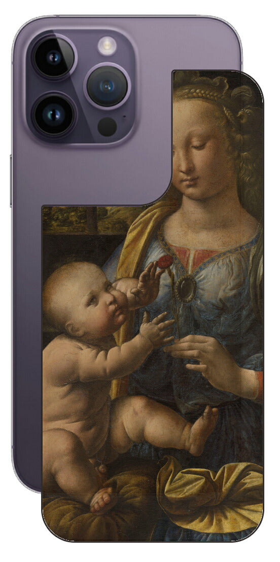 iPhone 14 pro Max用 背面 保護 フィルム 名画 プリント ダ・ヴィンチ カーネションの聖母（ レオナルド・ダ・ヴィンチ Leonardo da Vinci ）