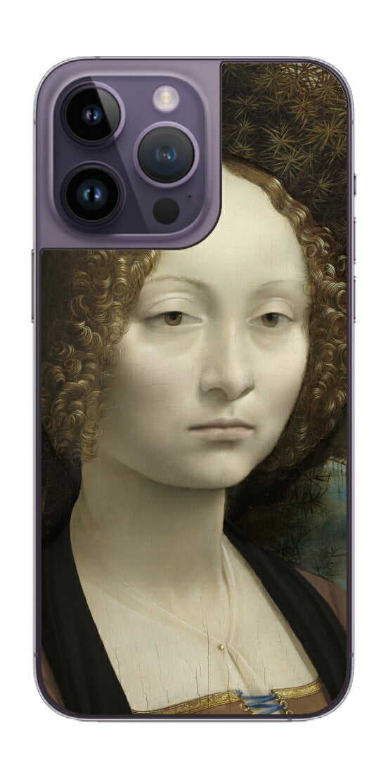 iPhone 14 pro Max用 背面 保護 フィルム 名画 プリント ダ・ヴィンチ ジネーヴラ・デ・ベンチの肖像（ レオナルド・ダ・ヴィンチ Leonardo da Vinci ）