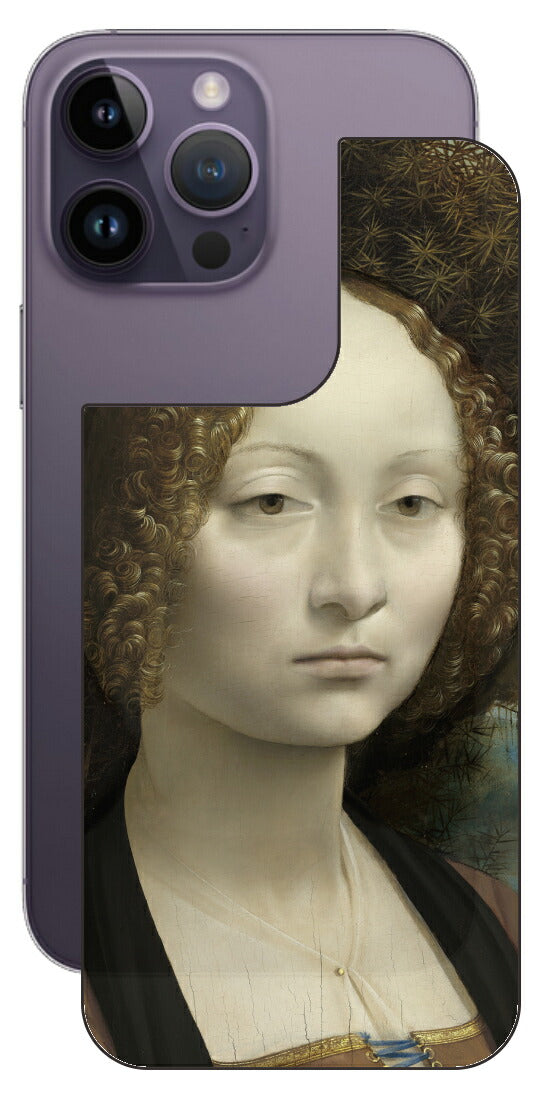 iPhone 14 pro Max用 背面 保護 フィルム 名画 プリント ダ・ヴィンチ ジネーヴラ・デ・ベンチの肖像（ レオナルド・ダ・ヴィンチ Leonardo da Vinci ）