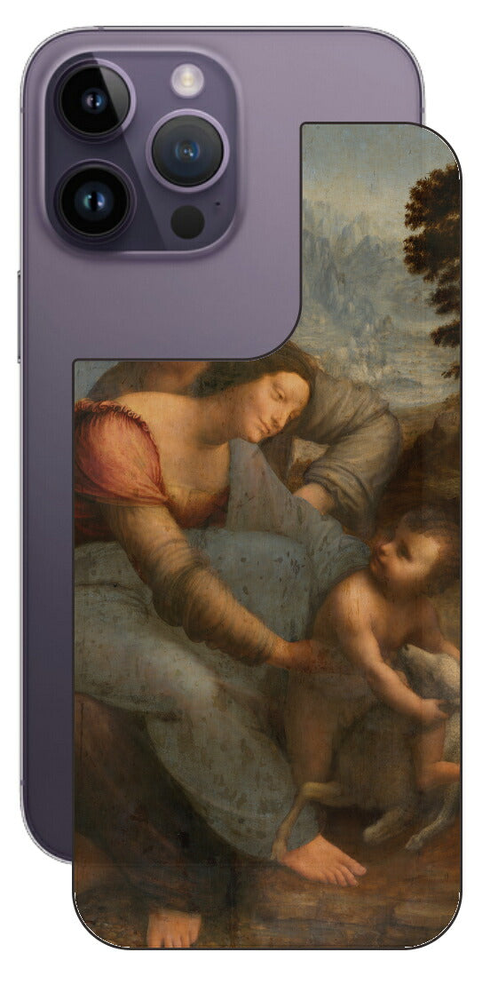 iPhone 14 pro Max用 背面 保護 フィルム 名画 プリント ダ・ヴィンチ 聖アンナと聖母子（ レオナルド・ダ・ヴィンチ Leonardo da Vinci ）