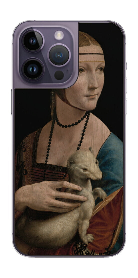 iPhone 14 pro Max用 背面 保護 フィルム 名画 プリント ダ・ヴィンチ 白貂を抱く貴婦人（ レオナルド・ダ・ヴィンチ Leonardo da Vinci ）