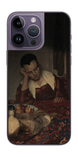 iPhone 14 pro Max用 背面 保護 フィルム 名画 プリント フェルメール 眠っているメイド ( ヨハネス・フェルメール Johannes Vermeer )