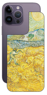 iPhone 14 pro Max用 背面 保護 フィルム 名画 プリント ゴッホ サンポール病院の後ろの小麦畑と刈り取り機( フィンセント ファン ゴッホ Vincent Willem van Gogh )
