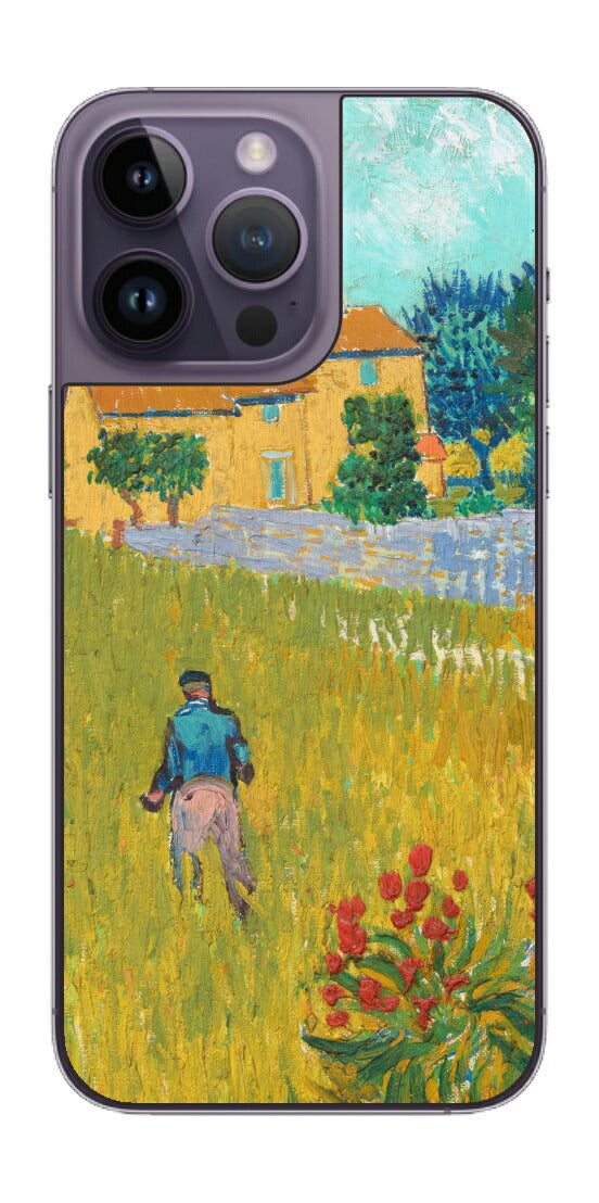 iPhone 14 pro Max用 背面 保護 フィルム 名画 プリント ゴッホ プロヴァンスの農家（ フィンセント ファン ゴッホ Vincent Willem van Gogh ）