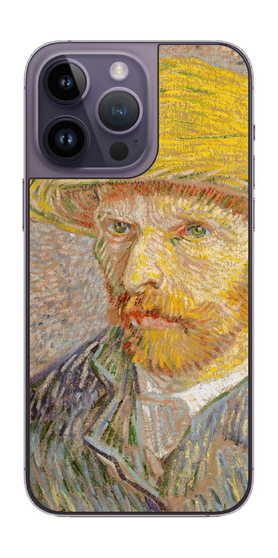 iPhone 14 pro Max用 背面 保護 フィルム 名画 プリント ゴッホ 麦わらの自画像（ フィンセント ファン ゴッホ Vincent Willem van Gogh ）