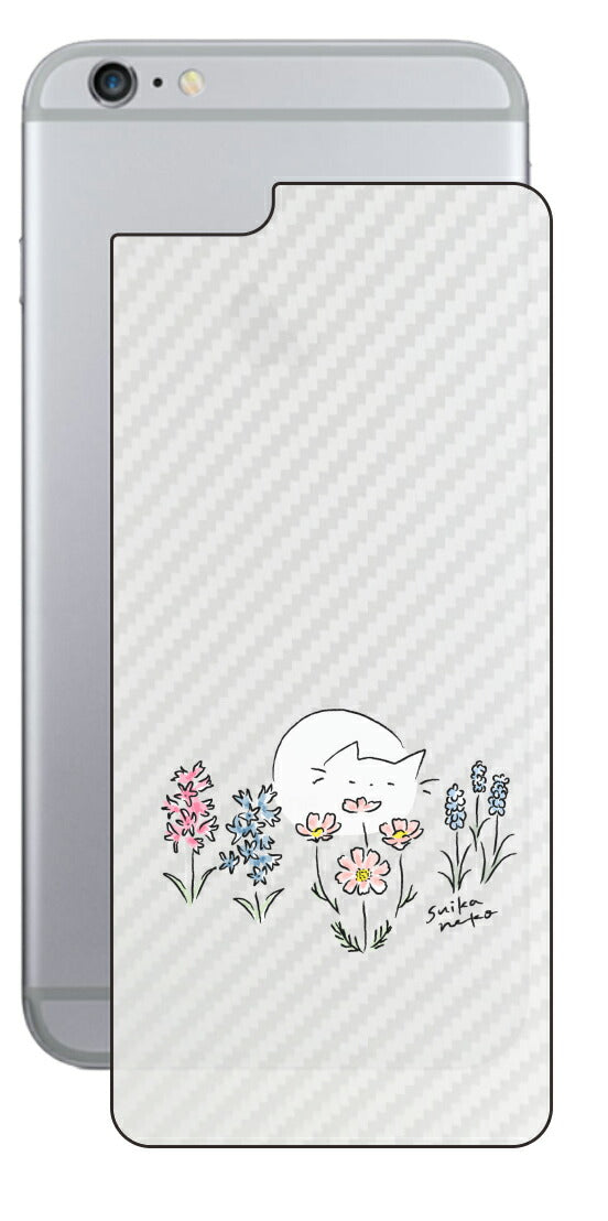 iPhone 6 Plus / 6s Plus用 【コラボ プリント Design by すいかねこ 003 】 カーボン調 背面 保護 フィルム 日本製