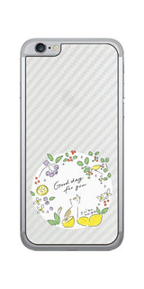 iPhone 6 / 6s用 【コラボ プリント Design by すいかねこ 002 】 カーボン調 背面 保護 フィルム 日本製