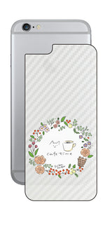 iPhone 6 / 6s用 【コラボ プリント Design by すいかねこ 008 】 カーボン調 背面 保護 フィルム 日本製