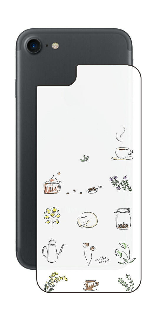 iPhone 7 / 7s用 【コラボ プリント Design by すいかねこ 001 】 背面 保護 フィルム 日本製