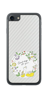 iPhone 7 / 7s用 【コラボ プリント Design by すいかねこ 002 】 カーボン調 背面 保護 フィルム 日本製