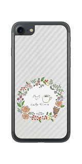 iPhone 7 / 7s用 【コラボ プリント Design by すいかねこ 008 】 カーボン調 背面 保護 フィルム 日本製